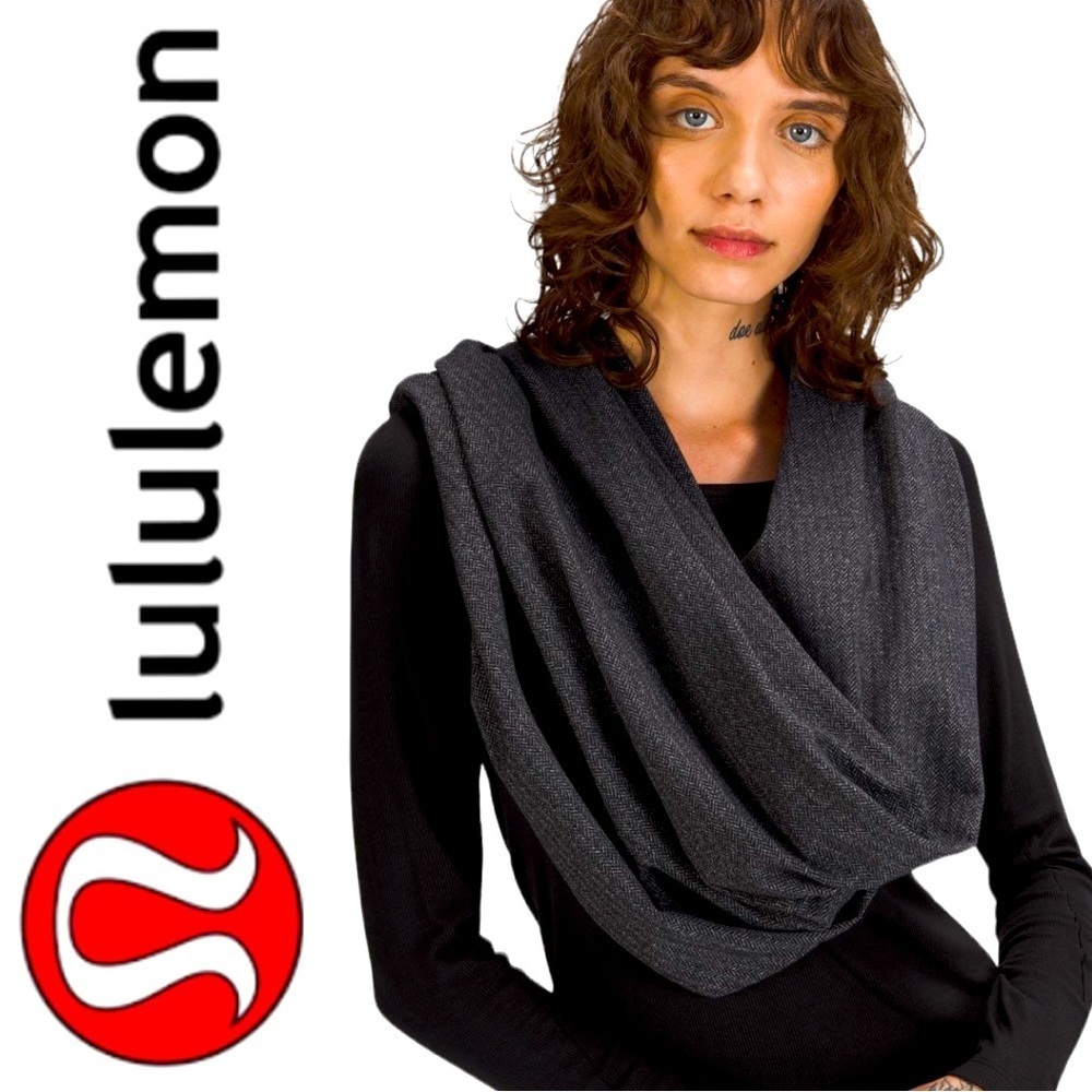 LULULEMON Rulu Scarf - Dark Heather Grey Snap Vinyasa Scarf - One Size EUC